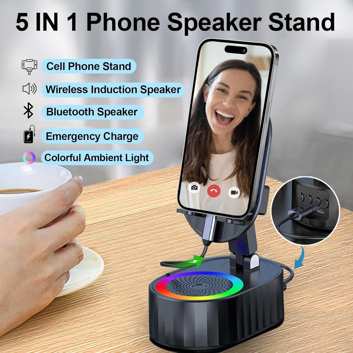EchoLift | 5-in-1 Induction Speaker with RGB Lights